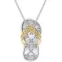 Pretty Jewels Diamond Flip Flop Pendant Slipper Beach Sandal Fancy Pendant 0.07 cttw Diamonds 925 Sterling Silver