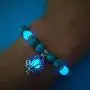 Luminous Glowing in The Dark Moon Lotus Flower Shaped Charm Bracelet for Women Natural Turquoise Stones Yoga Prayer Jewelry