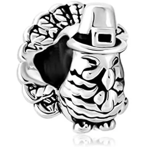 CharmSStory Turkey Charms Silver Plated Beads for Bracelets CharmSStory Turkey Charms Silver Plated Beads for Bracelets
