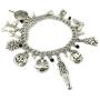 Nightmare Before Christmas 9 Themed Charms Silvertone Metal Charm Bracelet