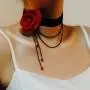 Clairy Gothic Flower Choker Necklace Black Necklace Crystal Necklace Chain Delicate Pendant Necklace Halloween Jewelry for Women and Girls