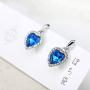 NEOGLORY Blue Heart Crystal Drop Earrings Rhinestone Platinum Plated Fashion 2019