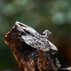 KLKL 925 Sterling Silver Bracelet，The for Your Best Friend or Sister, Peacock Bracelet, Cuff Jewelry