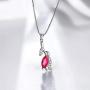 Aurora Tears Rose Flower Necklace/Earrings Sets Women Red Ruby-Stone Tulip July Birthstone Jewelry Sets Crystal Girls Dating Pendant/Studs Sets DS0064R