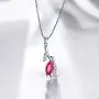 Aurora Tears Rose Flower Necklace/Earrings Sets Women Red Ruby-Stone Tulip July Birthstone Jewelry Sets Crystal Girls Dating Pendant/Studs Sets DS0064R