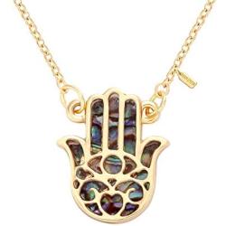 MANZHEN Good Luck Protection Abalone Paua Shell Hamsa Hand Charm Necklace