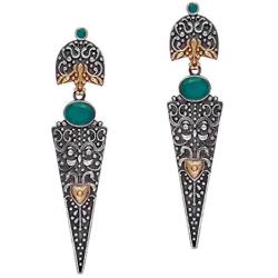 Aheli Vintage Inspire Indian Oxidized Intricate Crafted Faux Stone Dangle Earrings Ethnic Fashion Jewelry for Women Girls