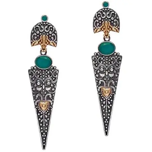 Aheli Vintage Inspire Indian Oxidized Intricate Crafted Faux Stone Dangle Earrings Ethnic Fashion Jewelry for Women Girls Aheli Vintage Inspire Indian Oxidized Intricate Crafted Faux Stone Dangle Earrings Ethnic Fashion Jewelry for Women Girls