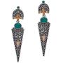 Aheli Vintage Inspire Indian Oxidized Intricate Crafted Faux Stone Dangle Earrings Ethnic Fashion Jewelry for Women Girls