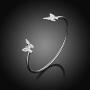 Greendou Fashion Jewelry 925 Sterling Silver Plated Double Butterflies Open Cuff Bangle Bracelet for Women and Girls