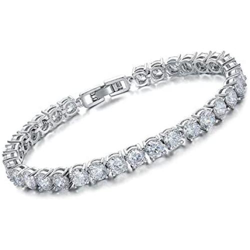 SHB Tennis Bracelet with Swarovski Elements Crystal Jewelry AAA Cubic Zirconia 18K Platinum Plated Women Lady CZ Tennis Bracelets Bangle Love Gift