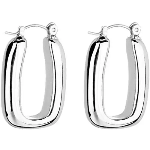 Jones New York Silver Plated Rectangle Shaped Thick Dangle Earrings Jones New York Silver Plated Rectangle Shaped Thick Dangle Earrings