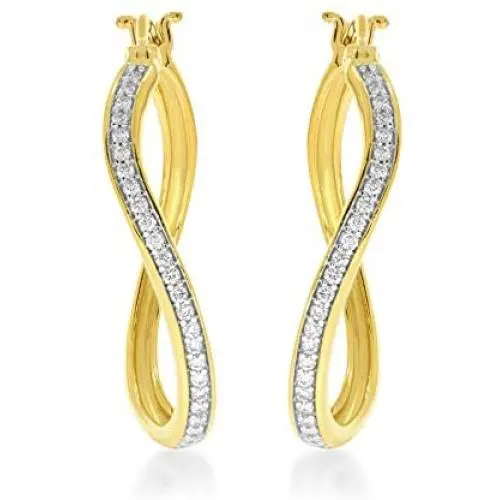 La Joya 1/6-1/4 Carat Total Weight (ctw) Eternity Lab Grown Diamond Hoop Earrings for Women- Yellow Gold Plated Or White Rhodium Plated 925 Sterling Silver Earrings - GH Color And SI Clarity Diamonds La Joya 1/6-1/4 Carat Total Weight (ctw) Eternity Lab Grown Diamond Hoop Earrings for Women- Yellow Gold Plated Or White Rhodium Plated 925 Sterling Silver Earrings - GH Color And SI Clarity Diamonds