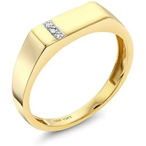 Gem Stone King 10K Solid Yellow Gold Mens White Diamond Wedding Anniversary Ring (Available 7,8,9,10,11,12,13) Gem Stone King 10K Solid Yellow Gold Mens White Diamond Wedding Anniversary Ring (Available 7,8,9,10,11,12,13)