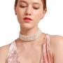 1920s Womens Multilayer Faux Pearl Necklace Earrings Flapper Beads Cluster Long Pearl Necklace for Gatsby Costume Jewelry Party Accessories (NK9330White)