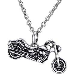HooAMI Vintage Motorcycle Biker Pendant Cremation Jewelry Keepsake Memorial Urn Necklace