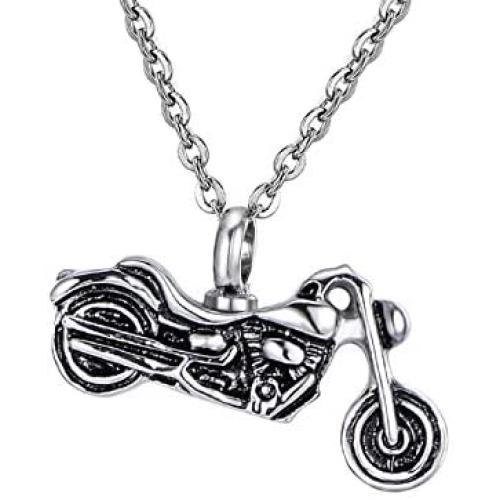 HooAMI Vintage Motorcycle Biker Pendant Cremation Jewelry Keepsake Memorial Urn Necklace