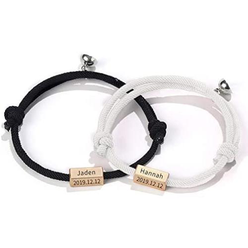 Attract Magnetic Couples Bracelets Custom Magnetic Couple Bracelet for Him and Her Set Promise Rope Braided Bracelet Set for Couples