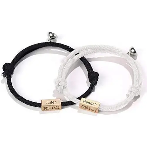 Attract Magnetic Couples Bracelets Custom Magnetic Couple Bracelet for Him and Her Set Promise Rope Braided Bracelet Set for Couples Attract Magnetic Couples Bracelets Custom Magnetic Couple Bracelet for Him and Her Set Promise Rope Braided Bracelet Set for Couples