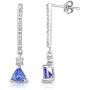 NATALIA DRAKE 1 Cttw Trillion Tanzanite and White Topaz Bar Drop Earrings for Women in Rhodium Plated Sterling Silver