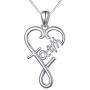 S925 Sterling Silver Word Calligraphy Jewelry Faith Inspirational Message Charm Love Heart Pendant Necklace For Women Girls Men Boys,18 inches