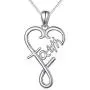 S925 Sterling Silver Word Calligraphy Jewelry Faith Inspirational Message Charm Love Heart Pendant Necklace For Women Girls Men Boys,18 inches