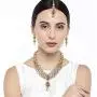 Aheli Wedding Wear Indian Kundan Maang Tikka Earrings Necklace Set Bollywood Ethnic Traditional Jewelry for Women Aheli Wedding Wear Indian Kundan Maang Tikka Earrings Necklace Set Bollywood Ethnic Traditional Jewelry for Women