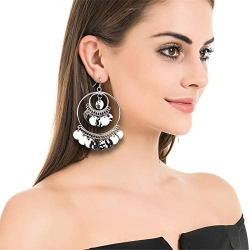 ONLYJUMP Bohemian Chandelier Coin Earrings for Women Girls Vintage Gypsy Boho Lightweight Dangle Drop Filigree Disc Charm Tassel Ethnic Hoops Statement Earring