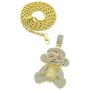 CZ Diamond Youngboy 38 Baby Monkey Gold Pendant Necklace with 24'' Rope Chain