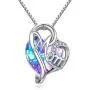 AOBOCO Mom Necklace 925 Sterling Silver with Crystals Mothers Christmas Birthday Jewelry Gifts