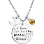 TISDA Birthstone Crystals Necklace,I Love You to The Moon and Back Jewelry Necklace