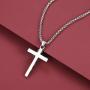 FaithHeart Cross Necklace Bible Verse Jewelry, Stainless Steel/Gold Plated Christian Charms Lords Prayer Pendant, Customize Available, Dog Tag Necklace for Men (Send Gift Box)