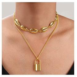 Lock Necklace for Women Men Lock Chain Necklace Gold Padlock Necklace Punk Necklace Jewelry Gift