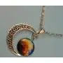 Adorit Mystical Galaxy & Crescent Moon Cosmic Colorful Pendant Necklace, Blue Glass, 17.5 Chain, Great Gift for Holidays, Birthdays, Special Days Adorit Mystical Galaxy & Crescent Moon Cosmic Colorful Pendant Necklace, Blue Glass, 17.5 Chain, Great Gift for Holidays, Birthdays, Special Days