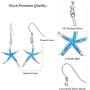 Starfish Earrings, 925 Sterling Silver with Opal Fish Hoops Earings, Nautical Hawaiian Sea Beach Earrings, Starfish Jewelry Gifts for Women Starfish Lovers