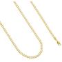 Nuragold 10k Yellow Gold 3.5mm Cuban Chain Curb Link Diamond Cut Pave Two Tone Pendant Necklace, Mens Womens Lobster Lock 16'' 18'' 20'' 22'' 24'' 26'' 28'' 30''