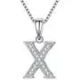 FANZE Womens 925 Sterling Silver Cubic Zirconia Initial Alphabet A-Z 26 Letters Pendant Necklace Birthday Gift FANZE Womens 925 Sterling Silver Cubic Zirconia Initial Alphabet A-Z 26 Letters Pendant Necklace Birthday Gift
