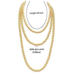 T-Doreen Long Pearl Necklace for Women Girls 69 Inch Layered Strands Necklace