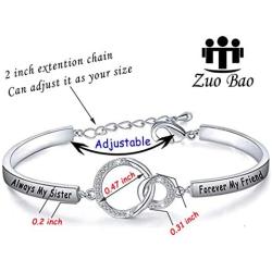 Zuo Bao Best Friend Jewelry Best Sister Gift Always My Sister Forever My Friend Bracelet Wedding Gifts for Sisters Ladies Honey