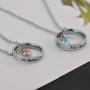 MJartoria Matching Necklaces for Couples, His and Hers Engraved Rhinestone Ring Pendant Set Gifts for Boyfriend Girlfriend