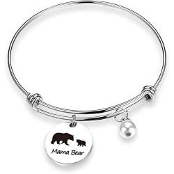 Eigso Mama Bear Necklace Sweet Family Personalized Mama Bear Jewelry Bear Cubs Mom Aunt Guandmom Mama Bear Keychain Mama Bear Bracelet