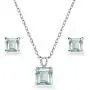Sterling Silver Genuine or Simulated Gemstone Square Solitaire Necklace and Stud Earrings Set Sterling Silver Genuine or Simulated Gemstone Square Solitaire Necklace and Stud Earrings Set