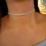 5 Pieces Rhinestone Choker Necklaces for Women Dainty Diamond Choker Silver Gold Plated Crystal Choker Necklaces Set Bridesmaid Jewelry