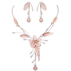 Rosemarie Collections Womens Stunning Floral Metal Mesh Statement Dangling Necklace and Earring Set