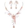 Rosemarie Collections Womens Stunning Floral Metal Mesh Statement Dangling Necklace and Earring Set