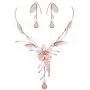 Rosemarie Collections Womens Stunning Floral Metal Mesh Statement Dangling Necklace and Earring Set Rosemarie Collections Womens Stunning Floral Metal Mesh Statement Dangling Necklace and Earring Set