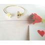 MANZHEN Fashion Yellow Flower and Honey Bee Adjustable Charm Bangle Bracelet Women Jewelry