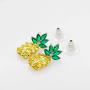 Uloveido Handcrafted Charm Pineapple Jewelry Set Fruit CZ Stone Necklace and Earrings PT001