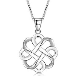 GDDX 925 Sterling Silver Good Luck Polished Celtic Knot Cross Pendant Necklace for Womens