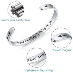 AryaHozel Inspirational Bracelet for Women Motivational Cuff Bangle Engraved Mantra Quote Stainless Steel Jewelry Personalized Gifts for Her Teen Girls Friendship Bracelet Birthday Graduation Presents